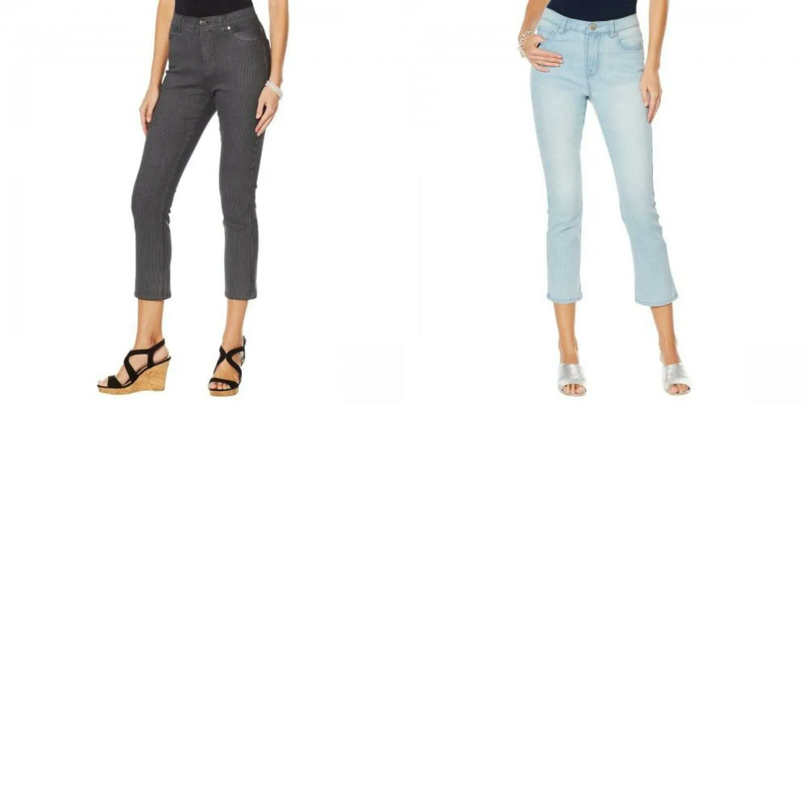 DG2 by Diane Gilman Women's Classic Stretch Pinstripe Crop Jeans