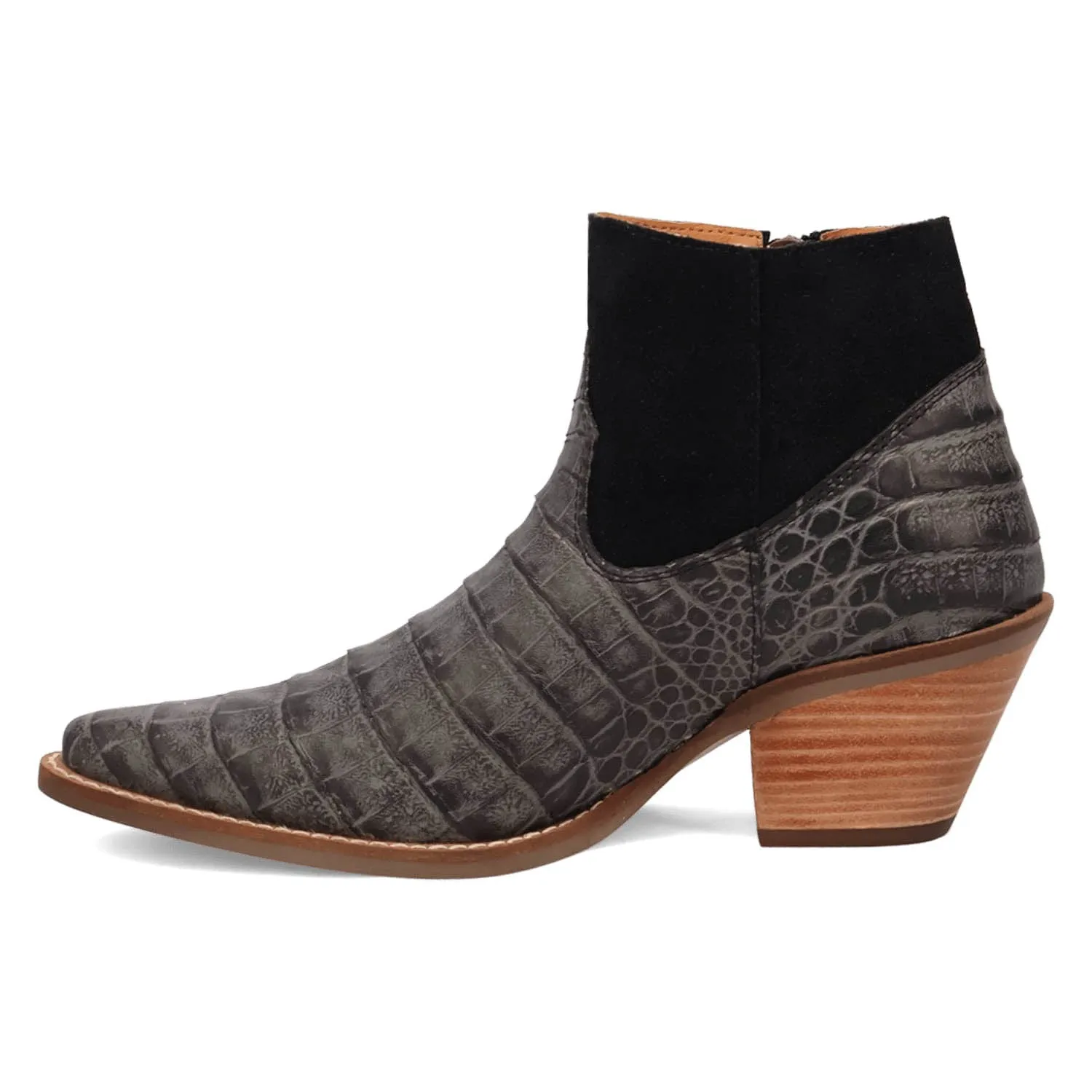 Dingo Womens Rickieie Black Leather Ankle Boots