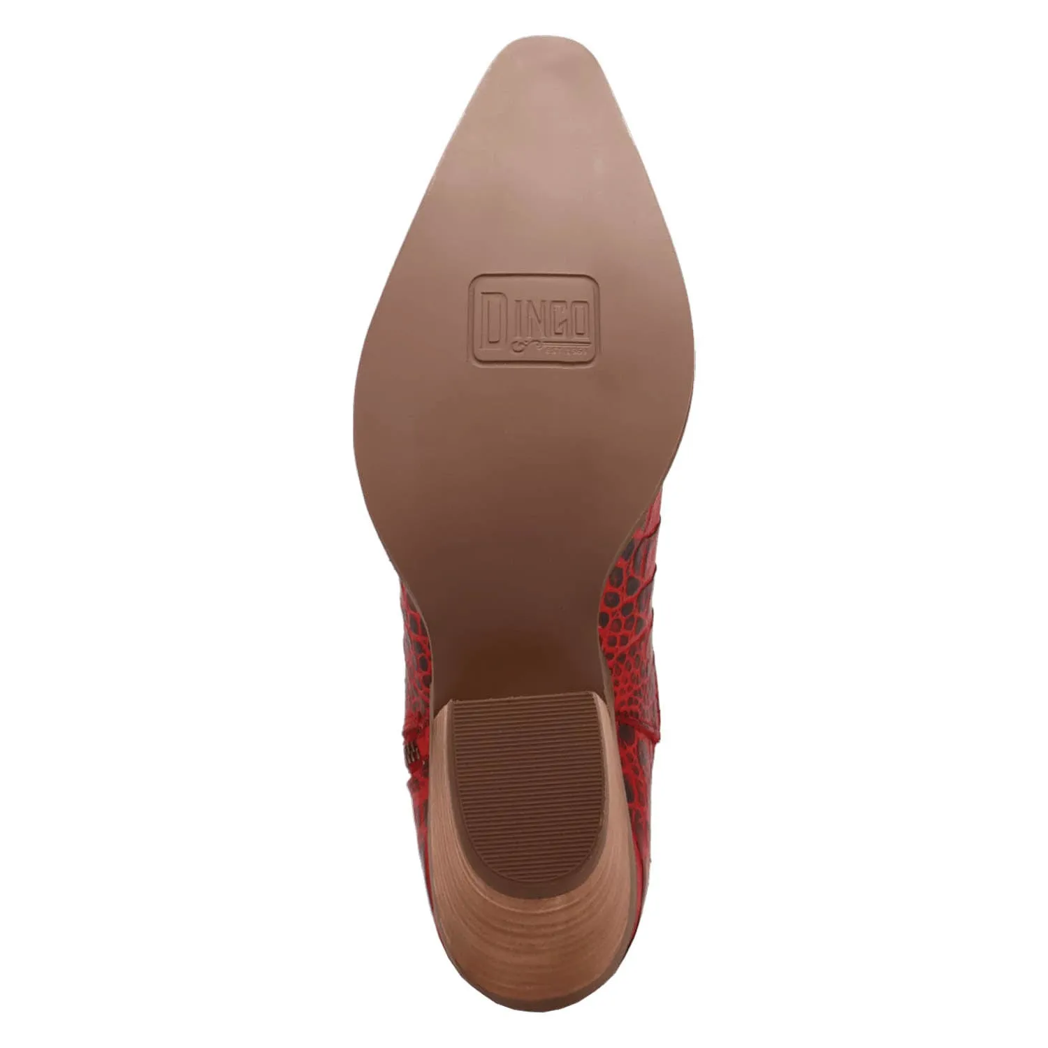 Dingo Womens Rickieie Red Leather Ankle Boots 7 M