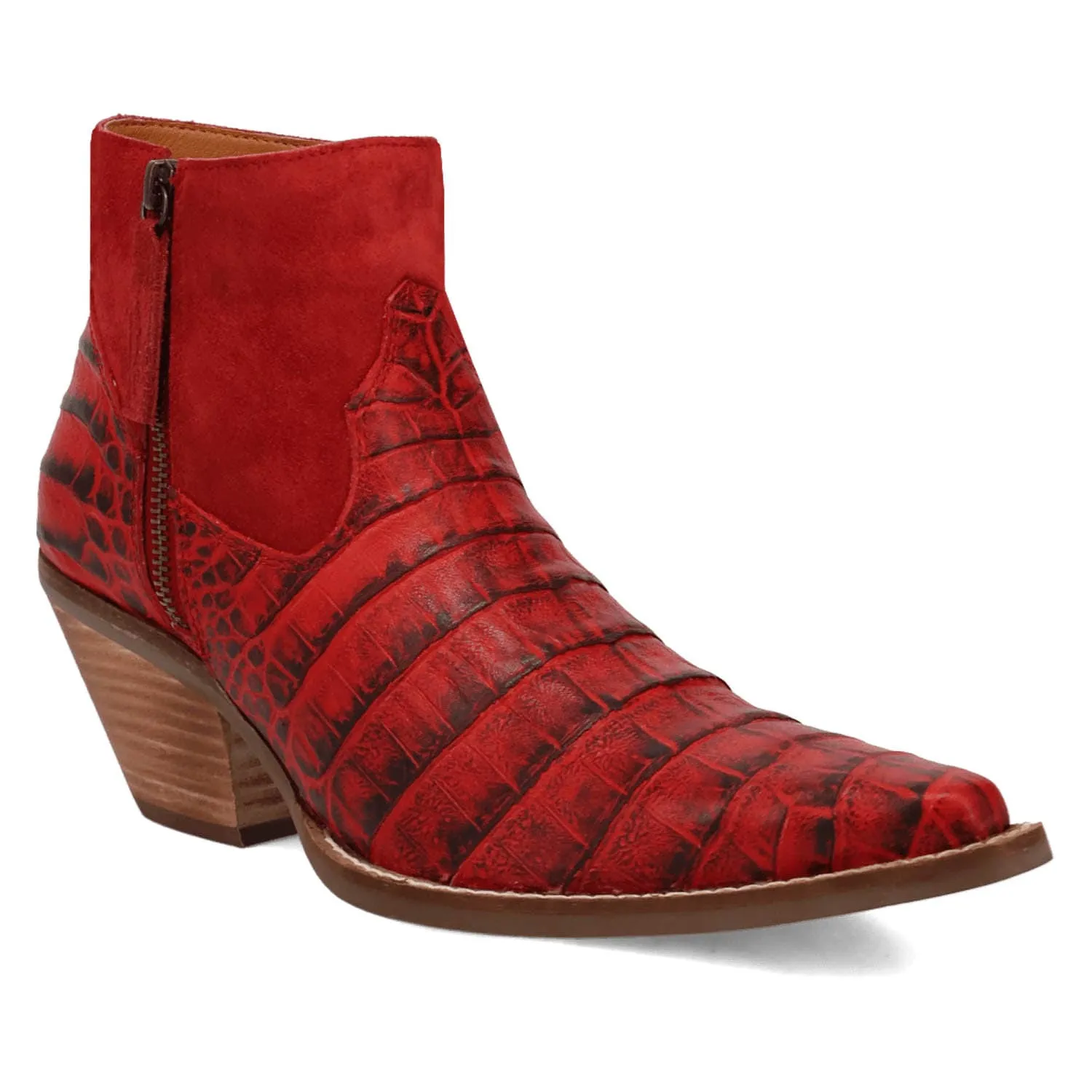 Dingo Womens Rickieie Red Leather Ankle Boots 7 M