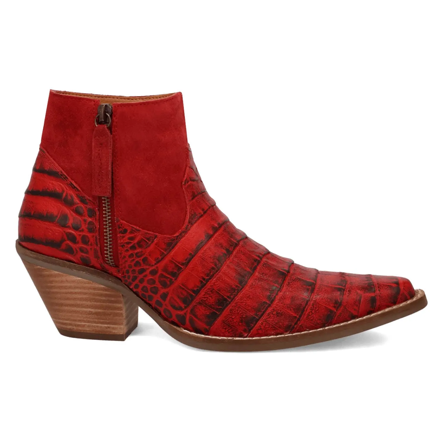 Dingo Womens Rickieie Red Leather Ankle Boots 7 M