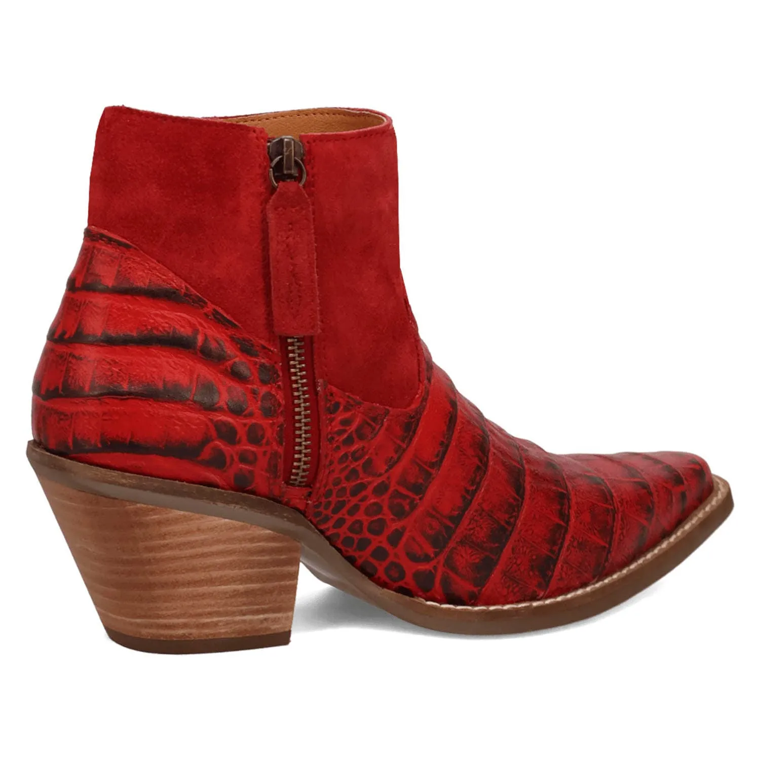 Dingo Womens Rickieie Red Leather Ankle Boots 7 M