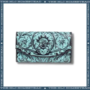 Distressed Deep Turquoise Leather Wallet