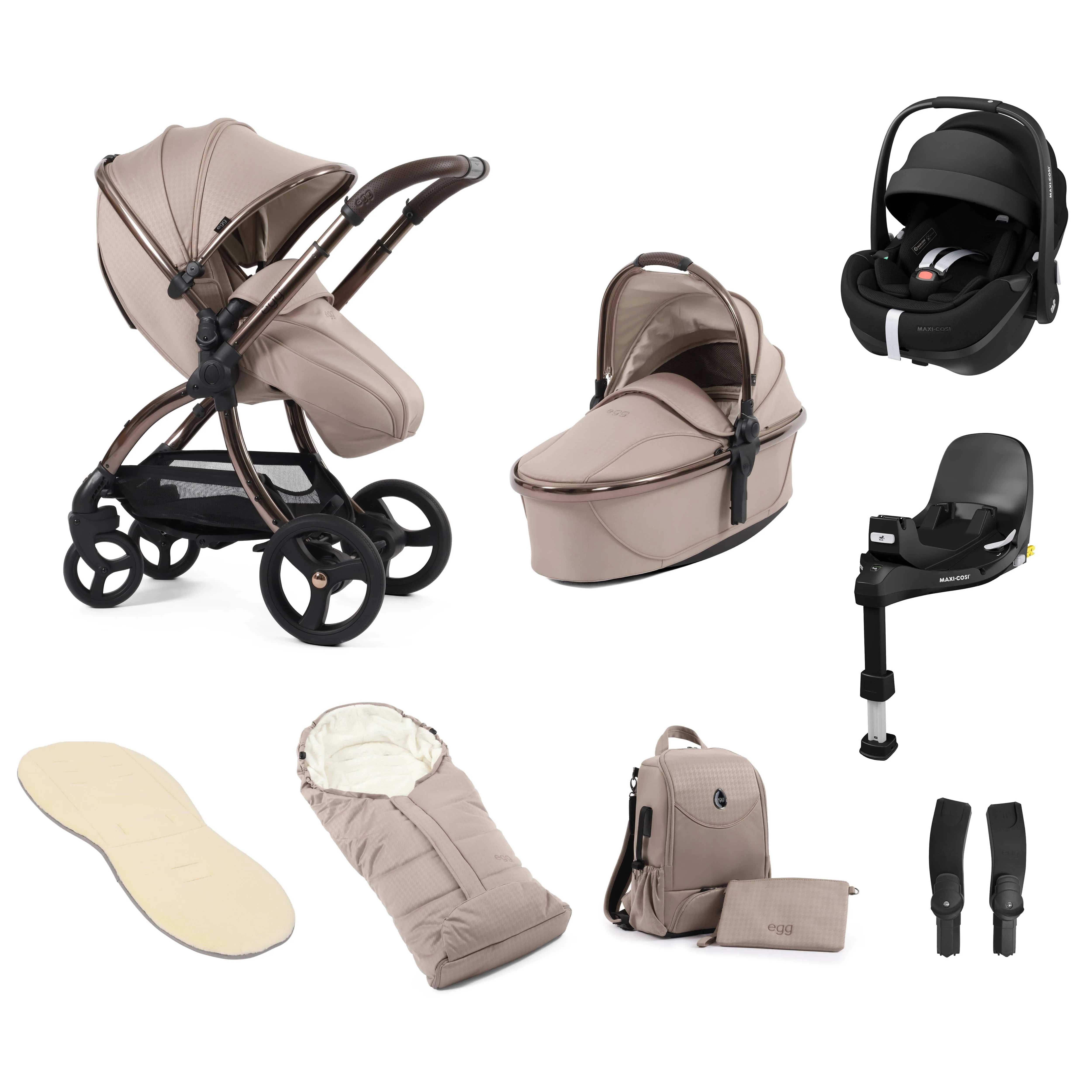 egg3 Luxury Travel System Bundle Houndstooth Almond Special Edition