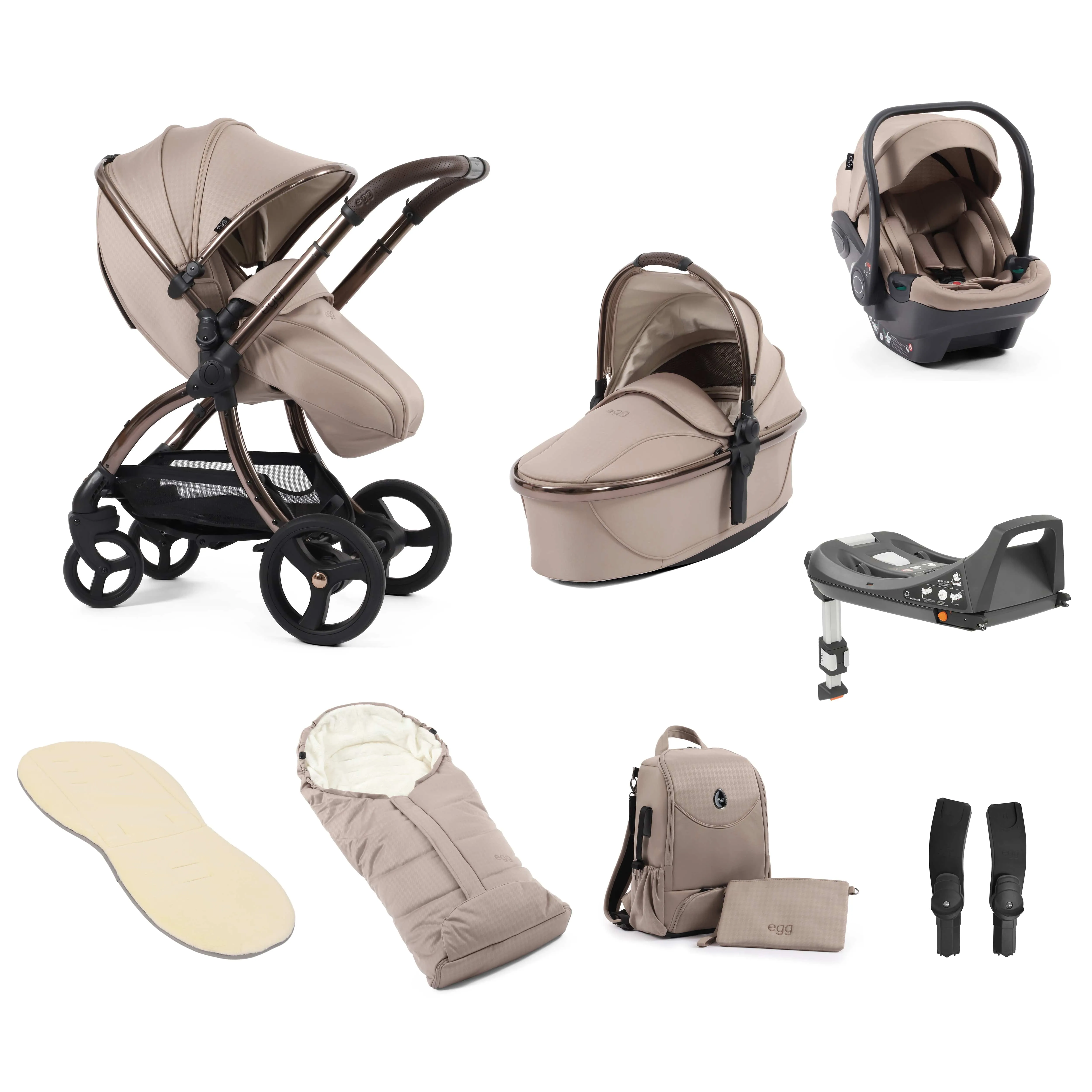 egg3 Luxury Travel System Bundle Houndstooth Almond Special Edition