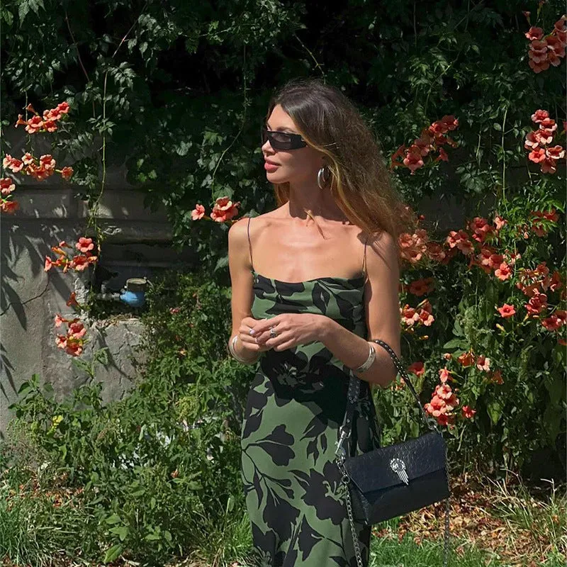 Elegant Printed Backless Spaghetti Strap Maxi Dress for Effortless Glamour
