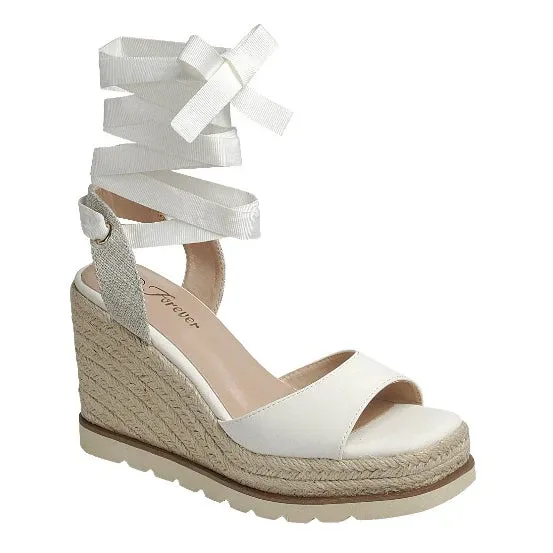 Elvira - Lace Up Espadrille Platform Wedge Sandals