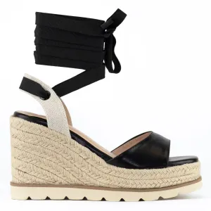 Elvira - Lace Up Espadrille Platform Wedge Sandals