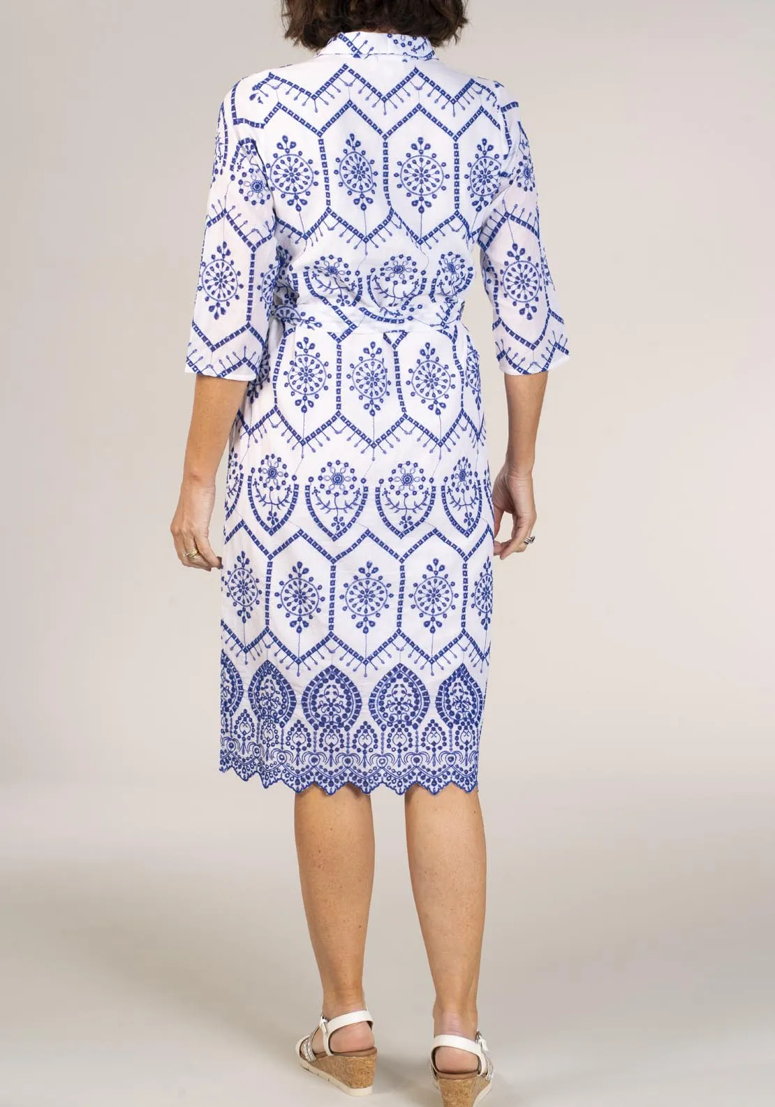 Embroidery Anglaise Shirt Dress - White