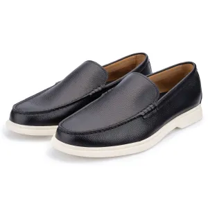 Ethan Navy Plain Tumbled Grain Loafer