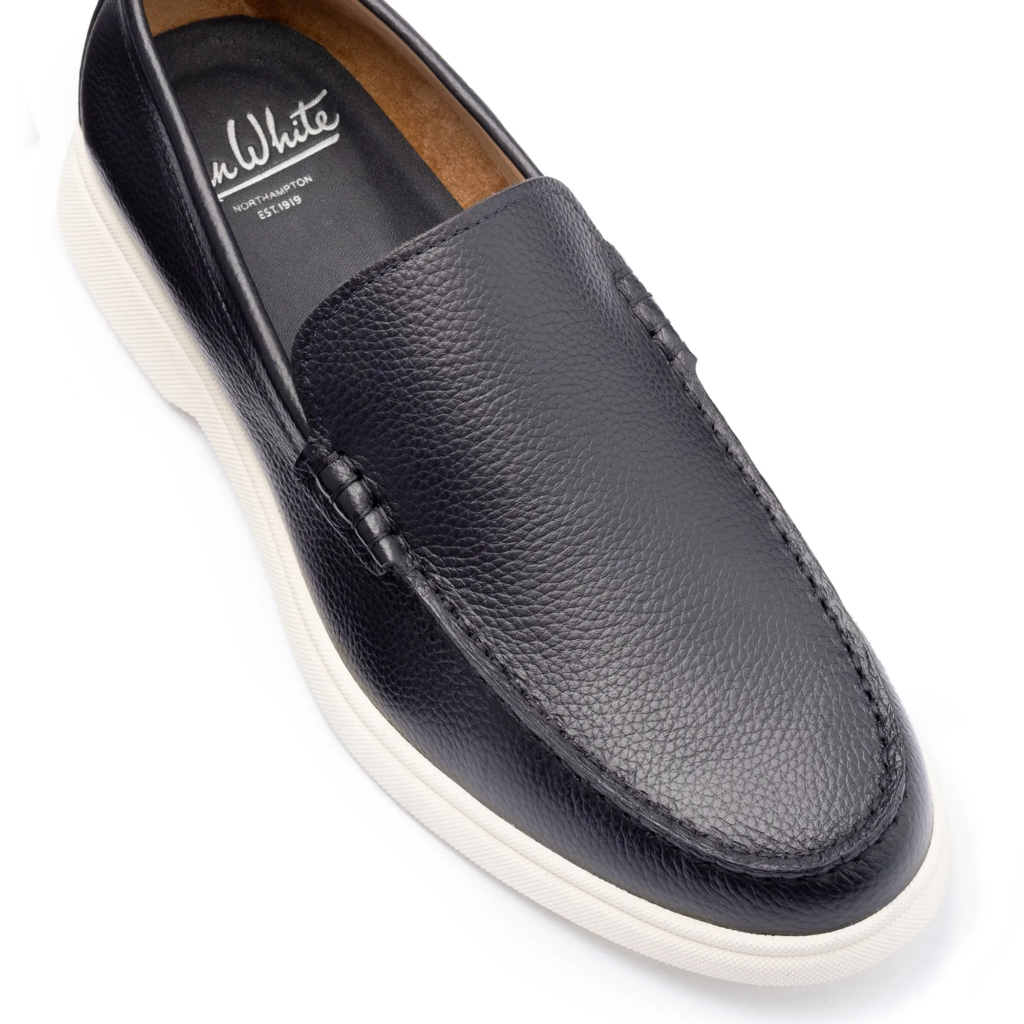 Ethan Navy Plain Tumbled Grain Loafer