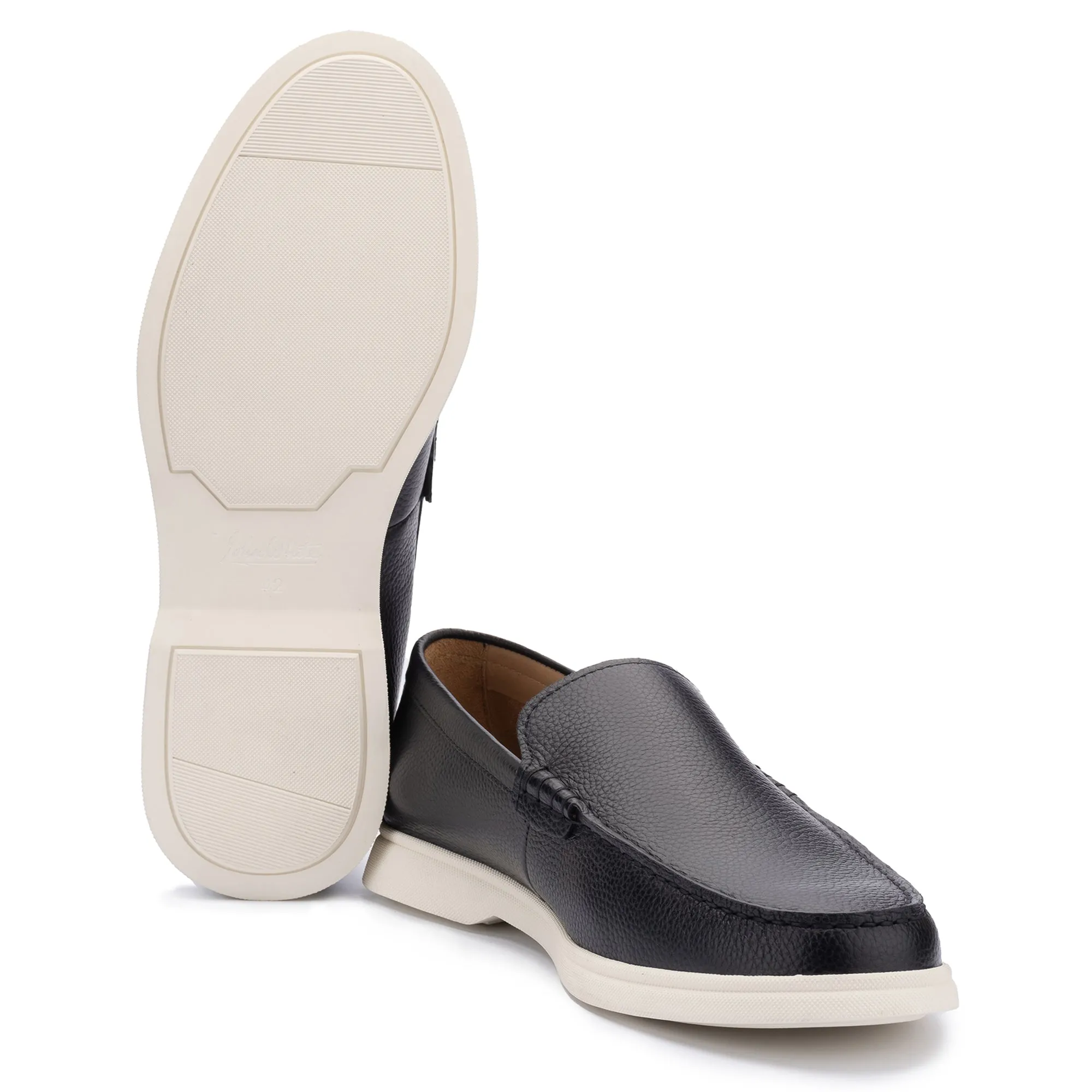 Ethan Navy Plain Tumbled Grain Loafer