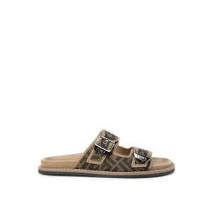 FENDI FF Jacquard Flat Sandals - Men's Luxury Footwear