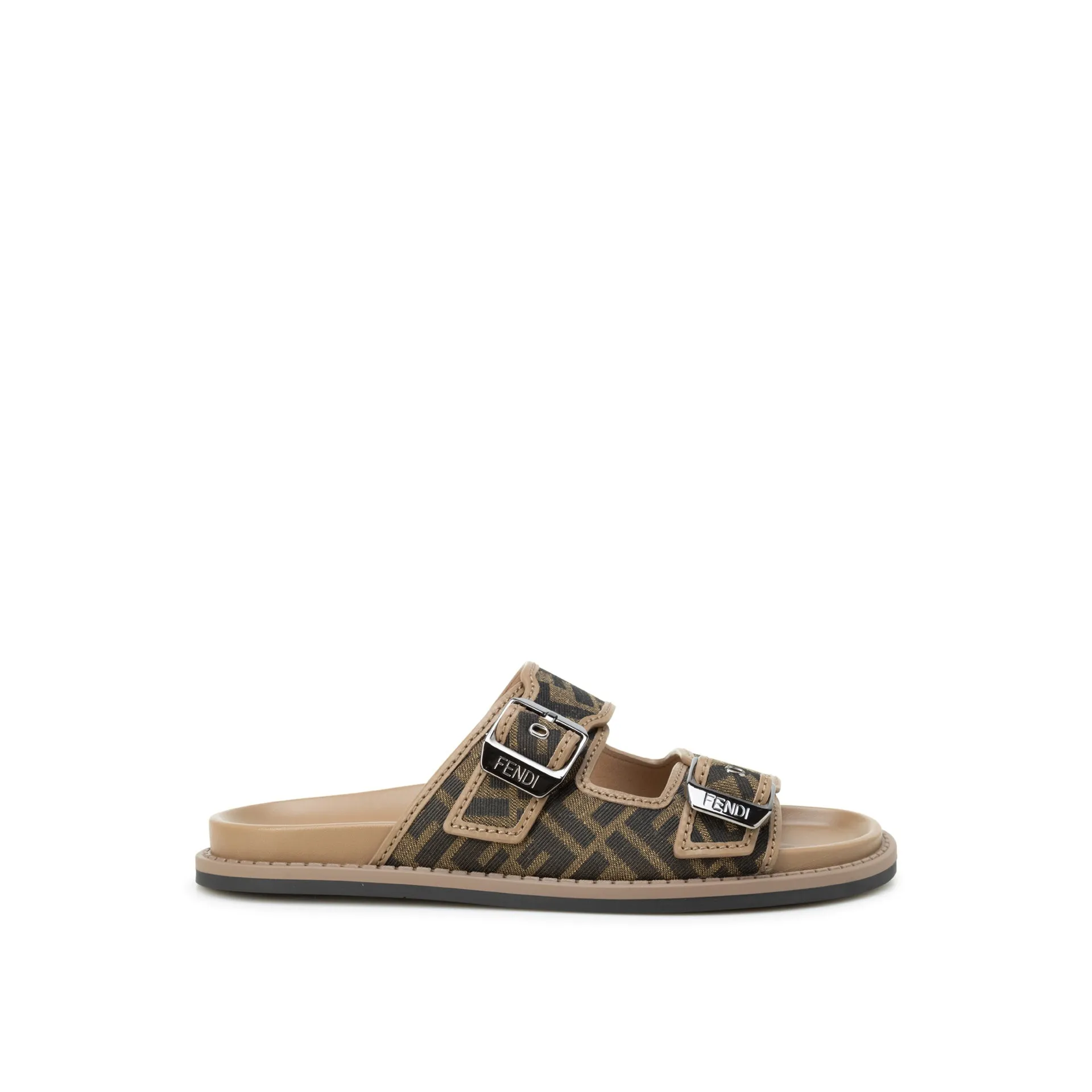 FENDI FF Jacquard Flat Sandals - Men's Luxury Footwear
