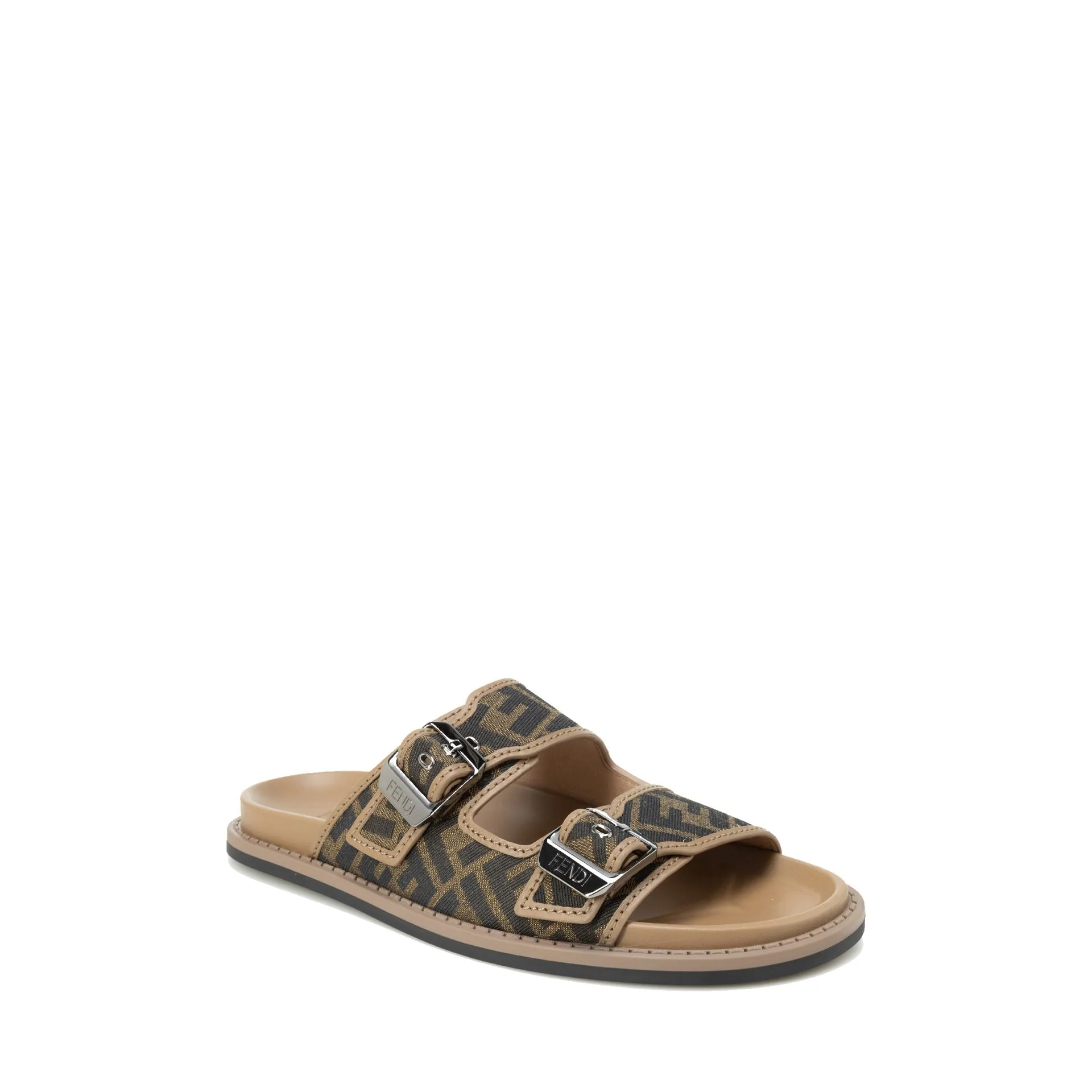 FENDI FF Jacquard Flat Sandals - Men's Luxury Footwear