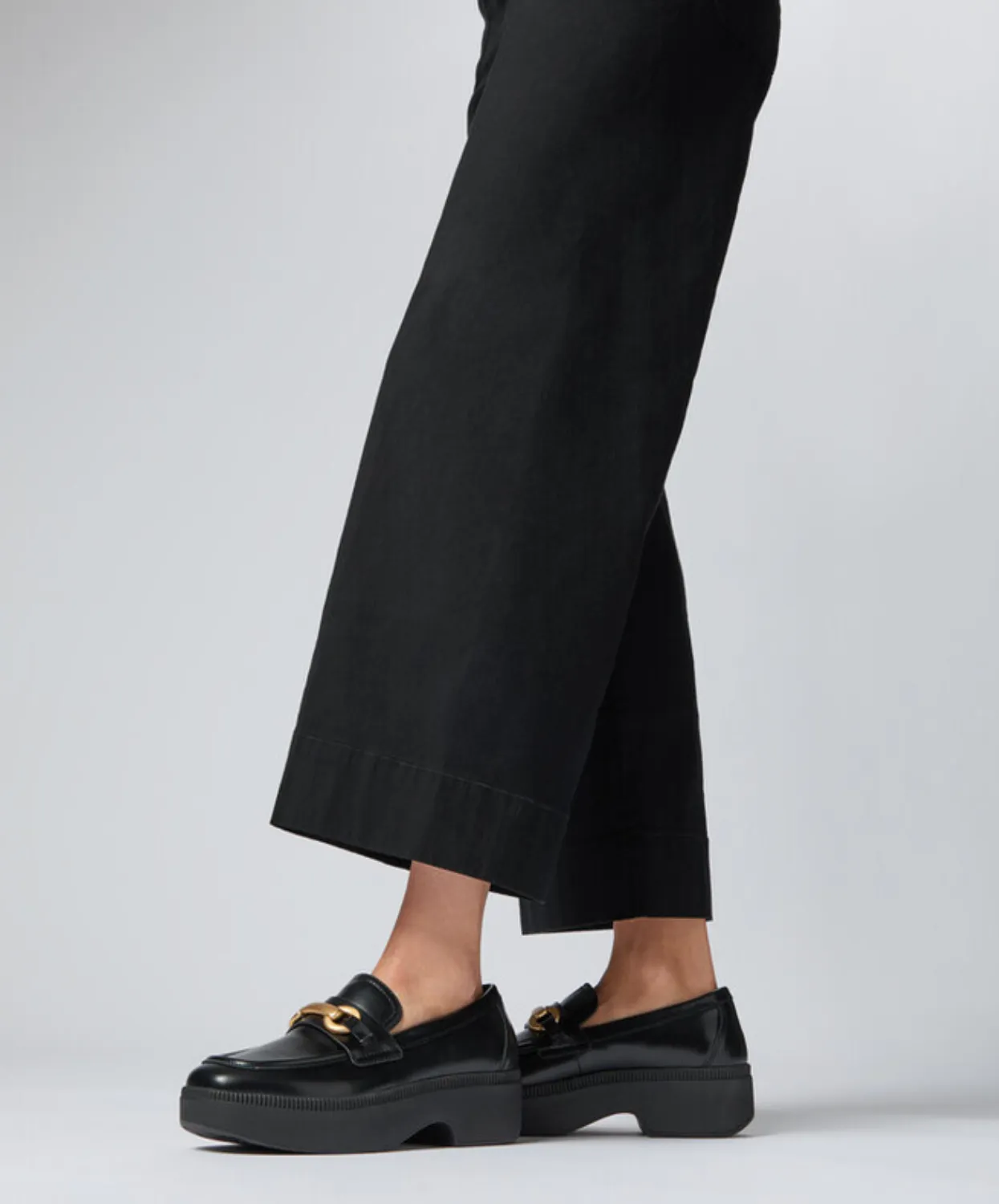 Fitflop F-Luma Chunky Snaffle Box Leather D/Wedge Loafer Black