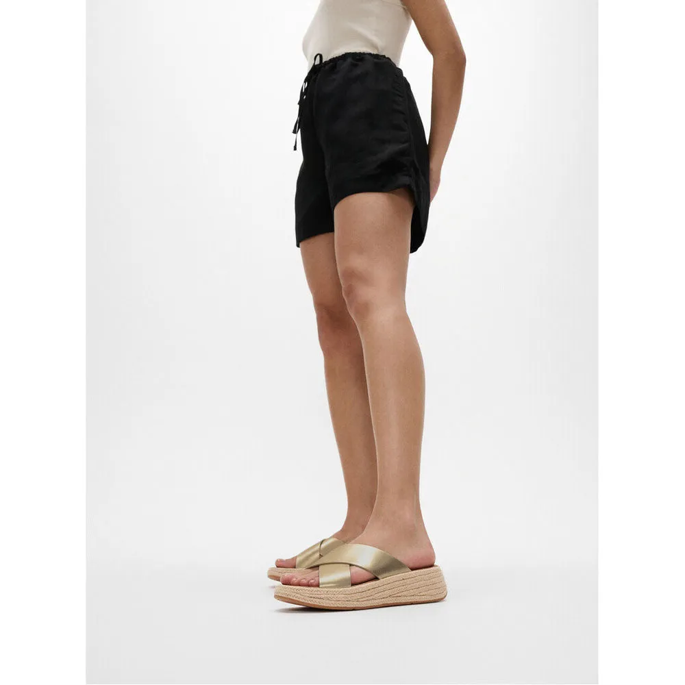 FitFlop F-Mode Espadrille Leather Flatform Sandals - Platino