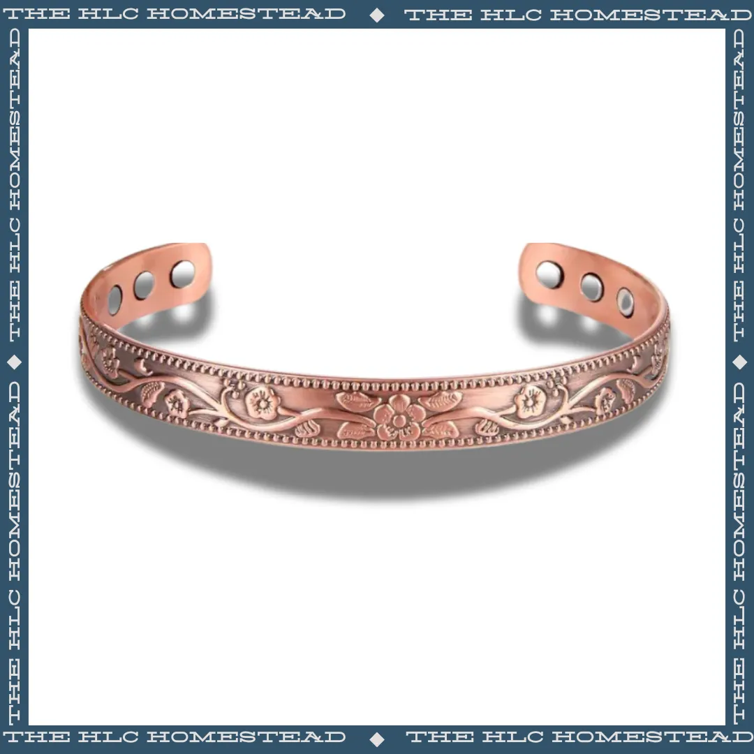 Floral Engraved Copper Cuff Bracelet