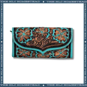 Floral Turquoise Inlay Wallet