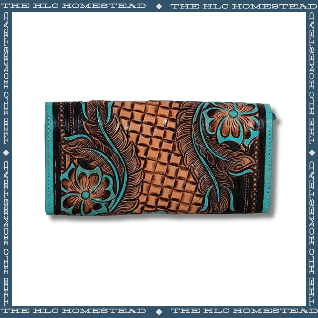 Floral Turquoise Inlay Wallet