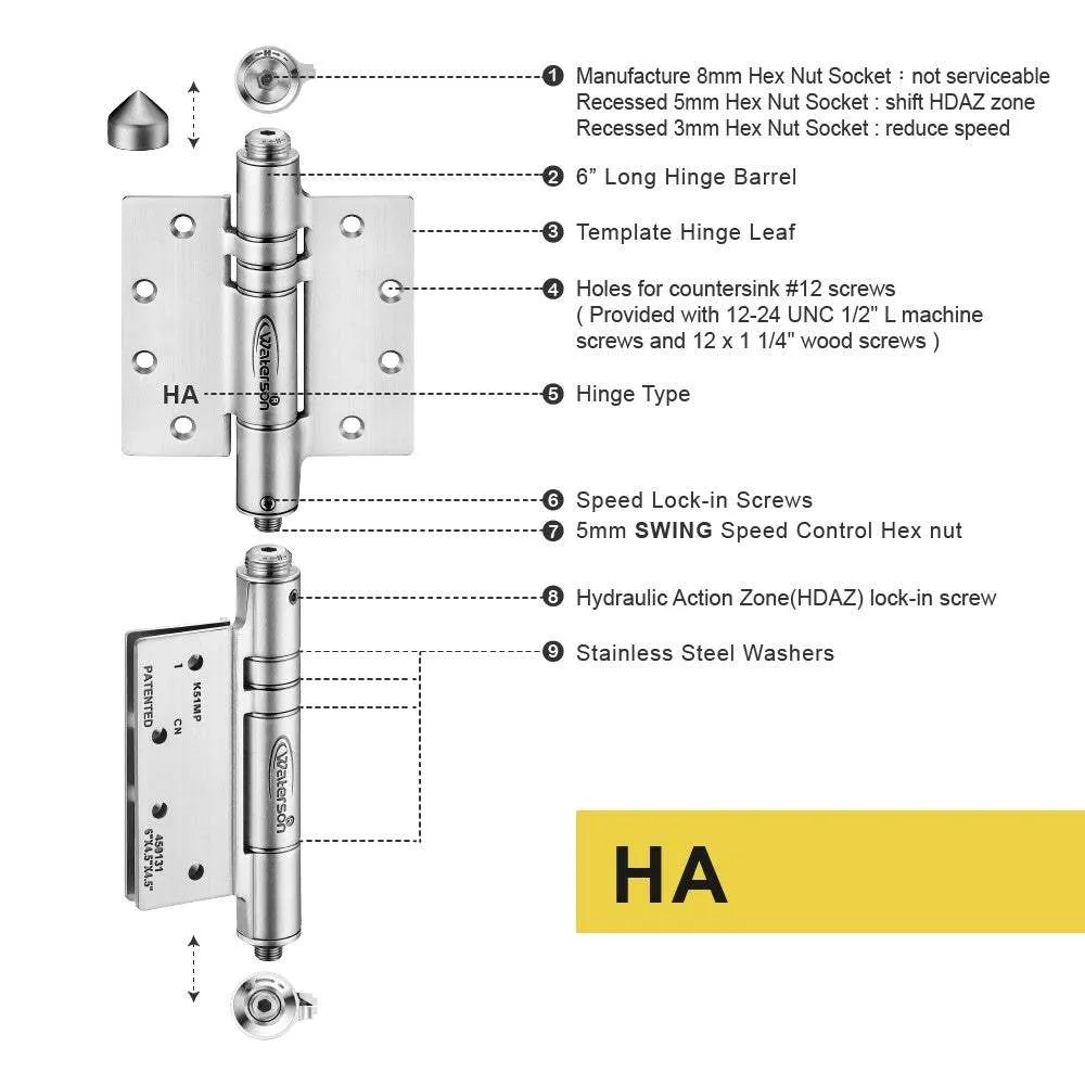 Gate Hinge Self Closing | 7ft | SS304 | K51MP-D3 | 3 Pack
