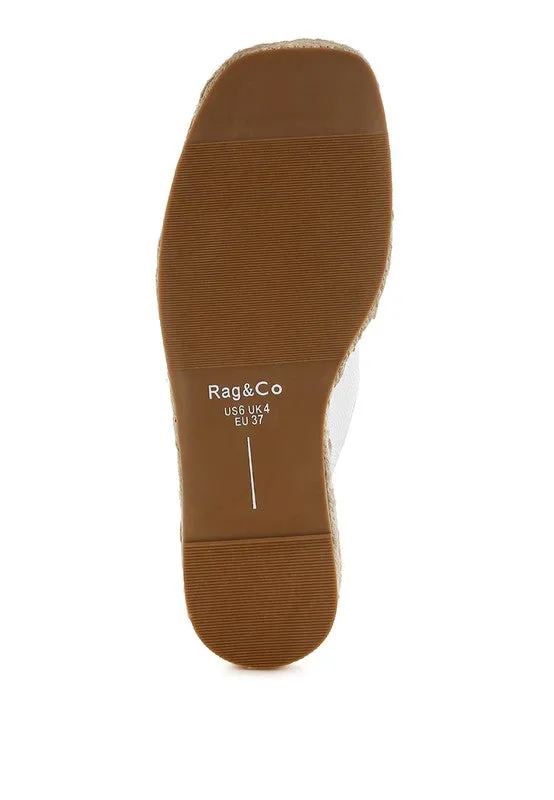 Genuine Leather Espadrille Flatform Sandals Slip On Cushioned Comfort 1" Heel Casual Chic Style