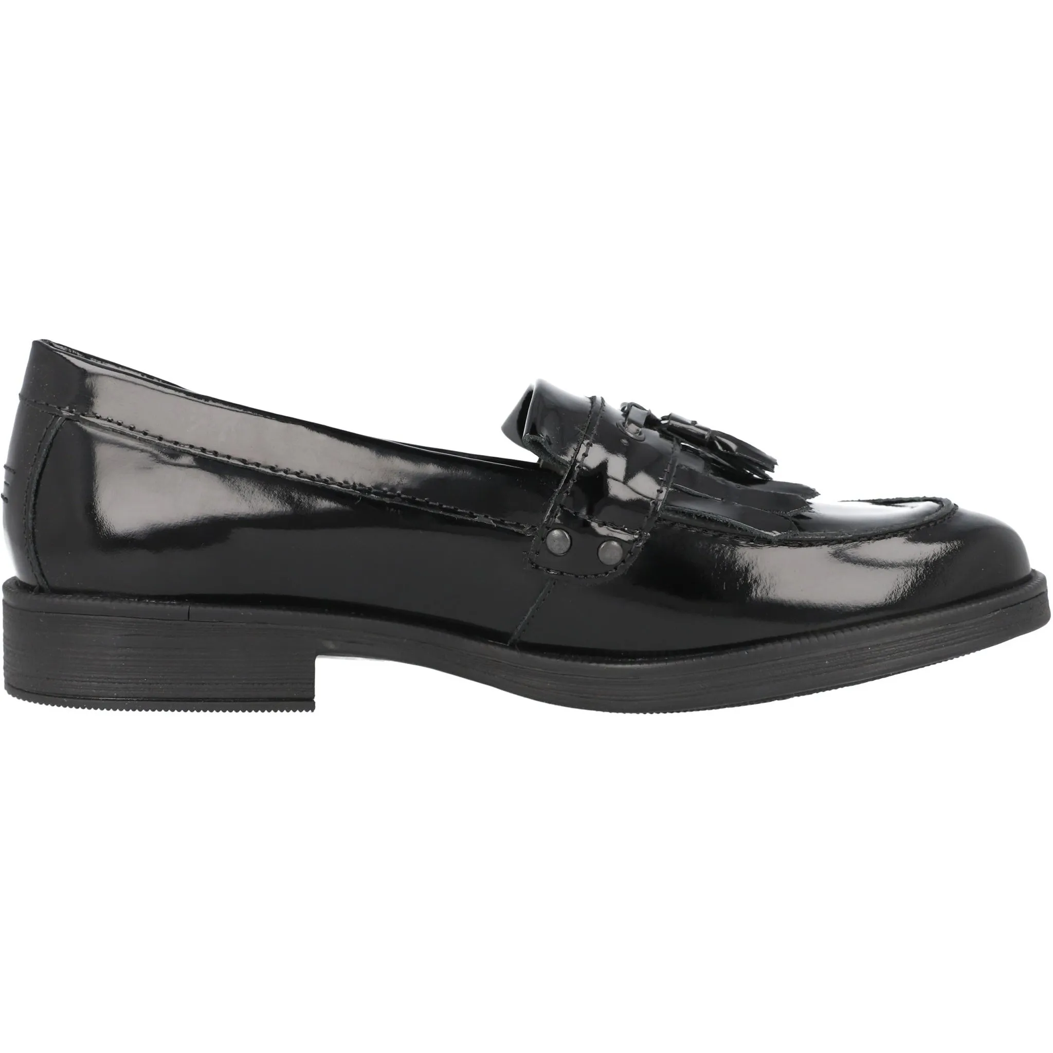 Geox Agata Black Patent Leather Loafers for Girls