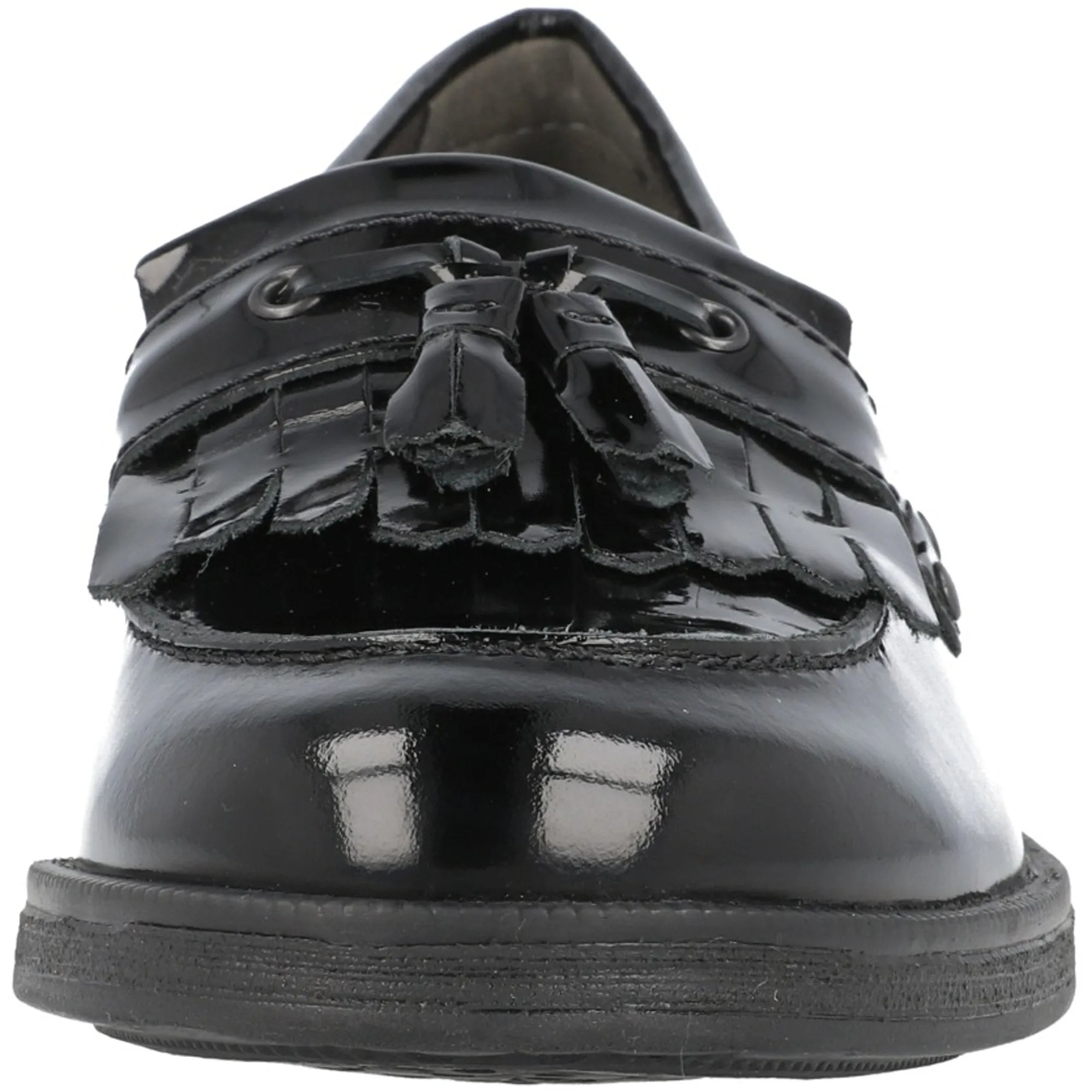 Geox Agata Black Patent Leather Loafers for Girls