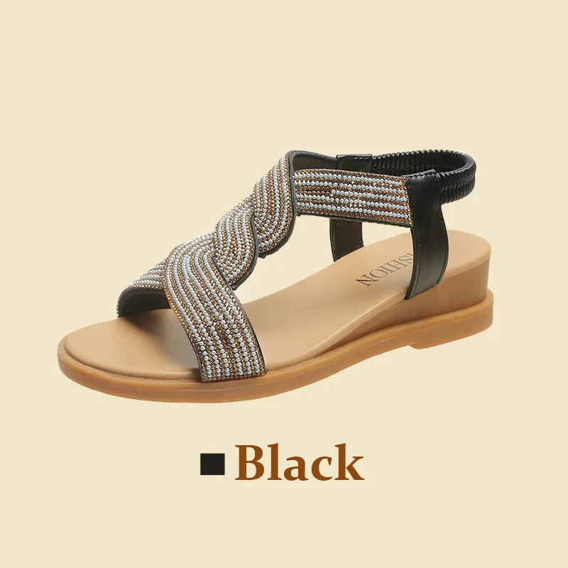 GlimmerStep™ - Luxury Rhinestone Sandals with Non-Slip, Soft Sole