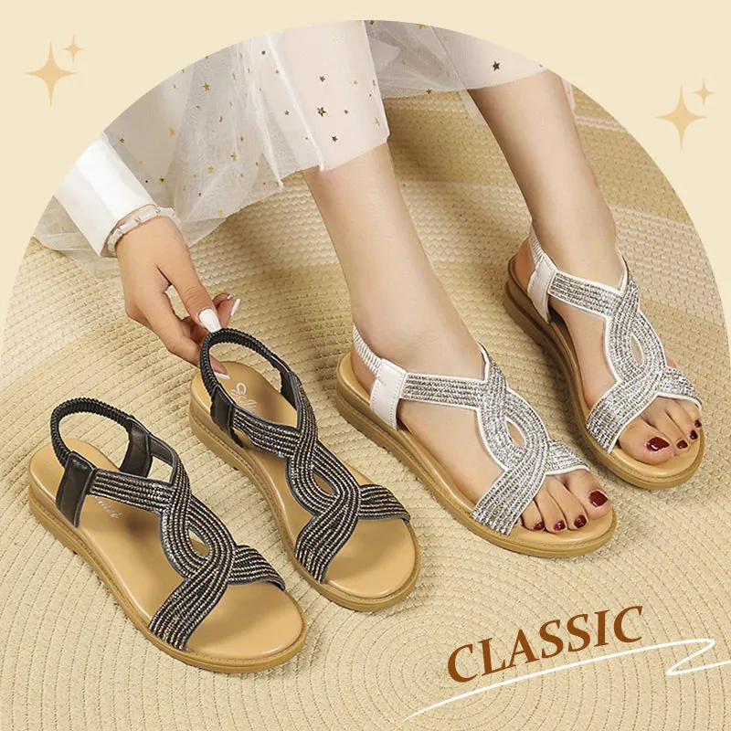 GlimmerStep™ - Luxury Rhinestone Sandals with Non-Slip, Soft Sole