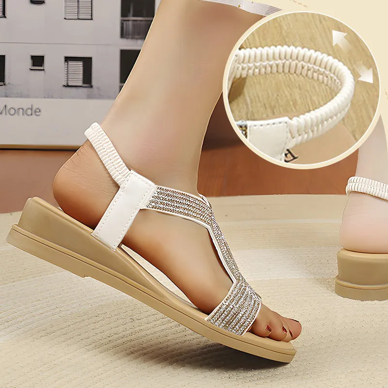 GlimmerStep™ - Luxury Rhinestone Sandals with Non-Slip, Soft Sole