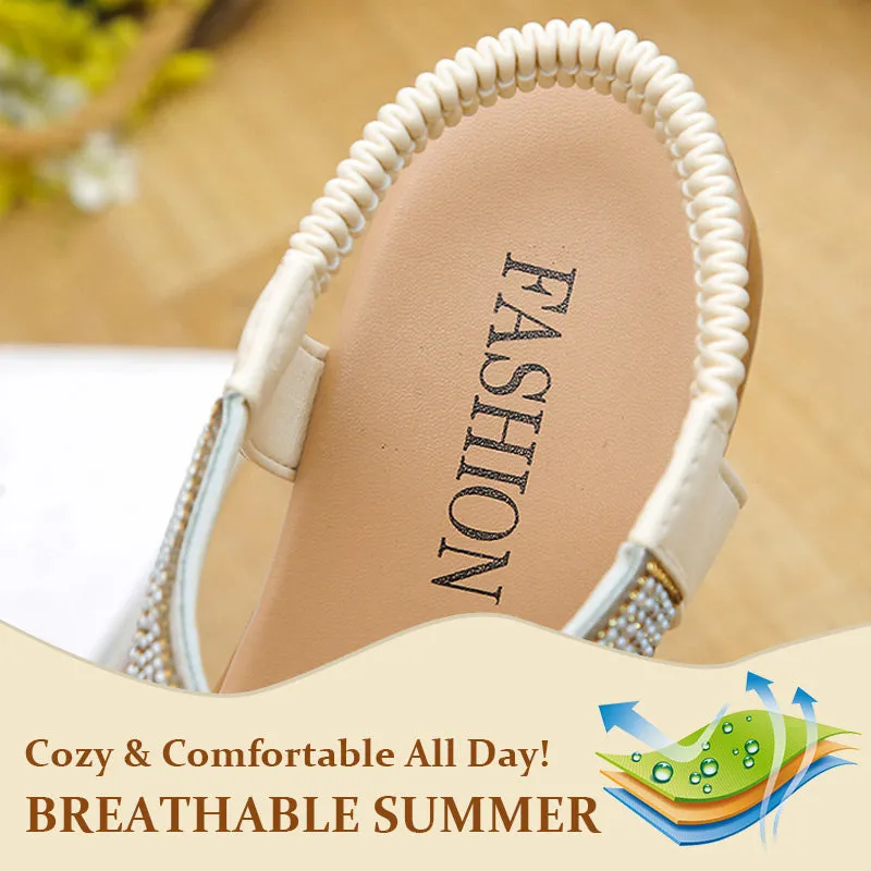 GlimmerStep™ - Luxury Rhinestone Sandals with Non-Slip, Soft Sole
