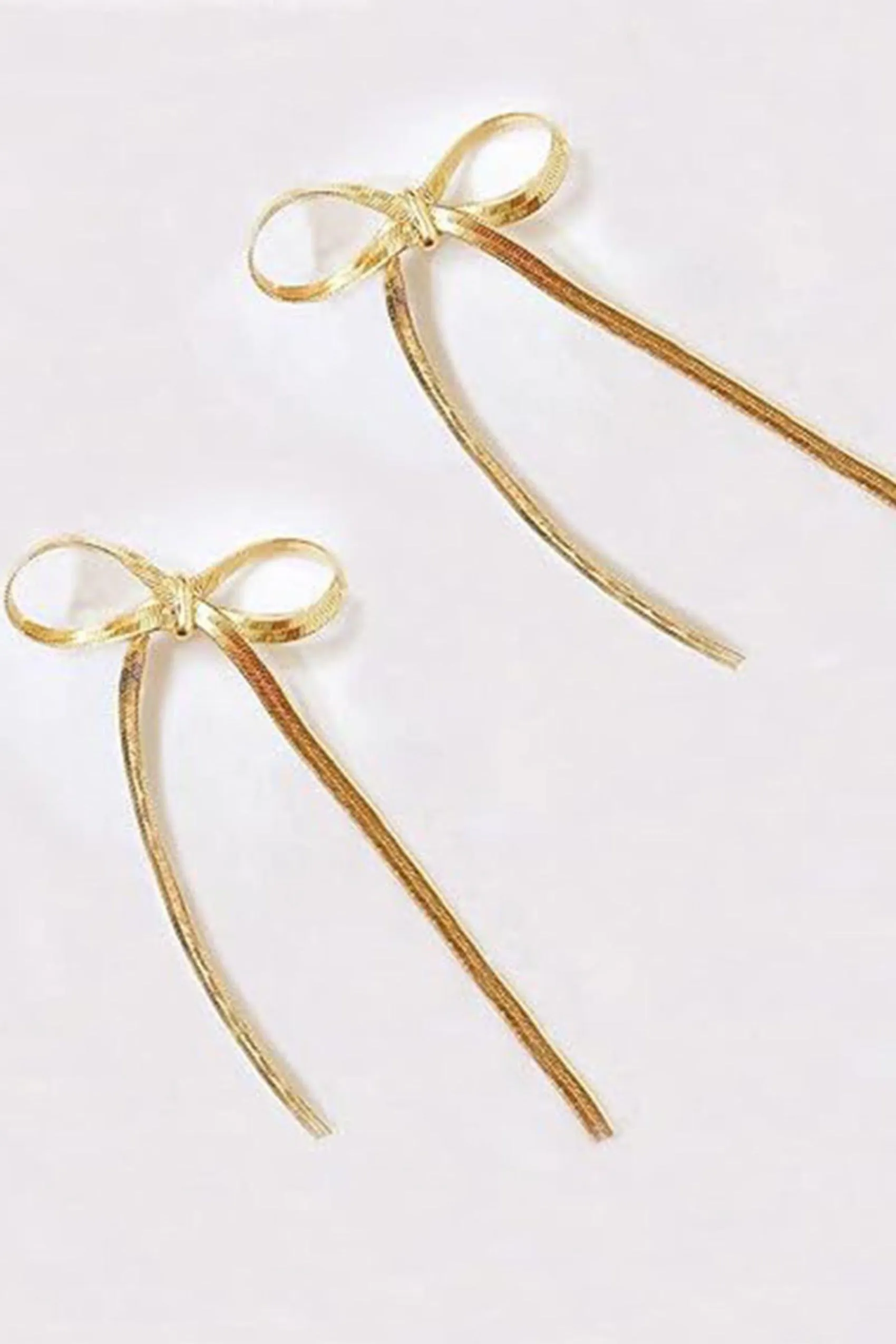 Gold Bow Tassel Earrings
