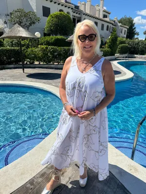 Gold Floral Embroidered Summer Dress Piper
