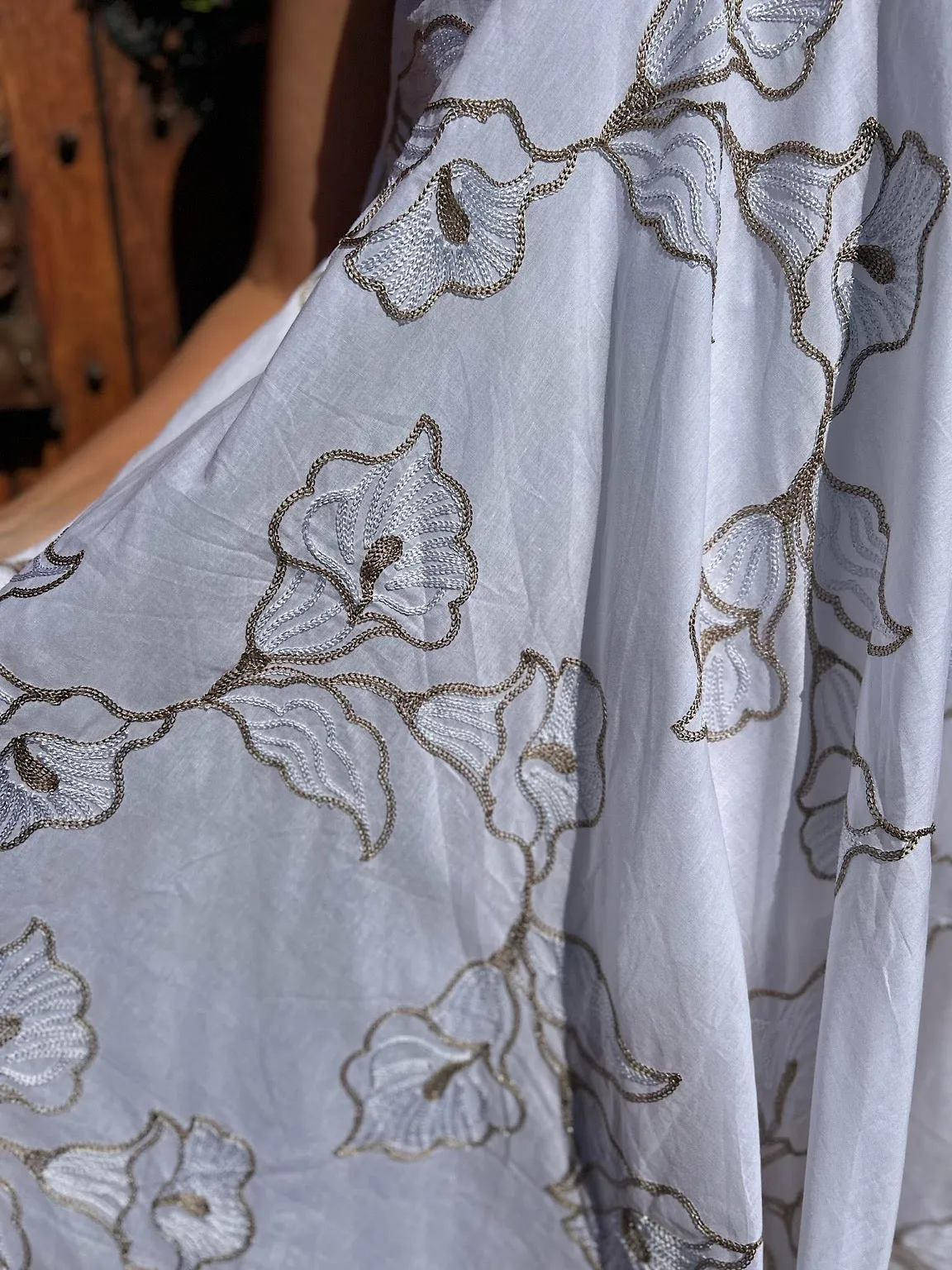 Gold Floral Embroidered Summer Dress Piper