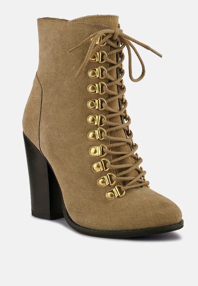 Goose-Feather Antique High Heeled Ankle Boot By Ruw