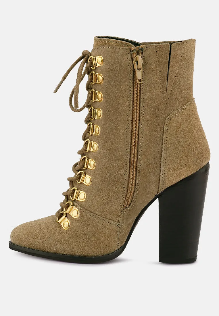Goose-Feather Antique High Heeled Ankle Boot By Ruw