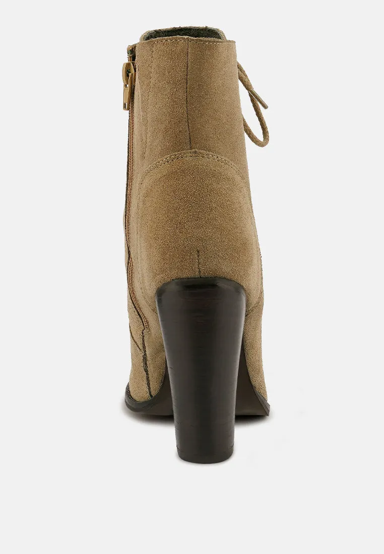 Goose-Feather Antique High Heeled Ankle Boot By Ruw