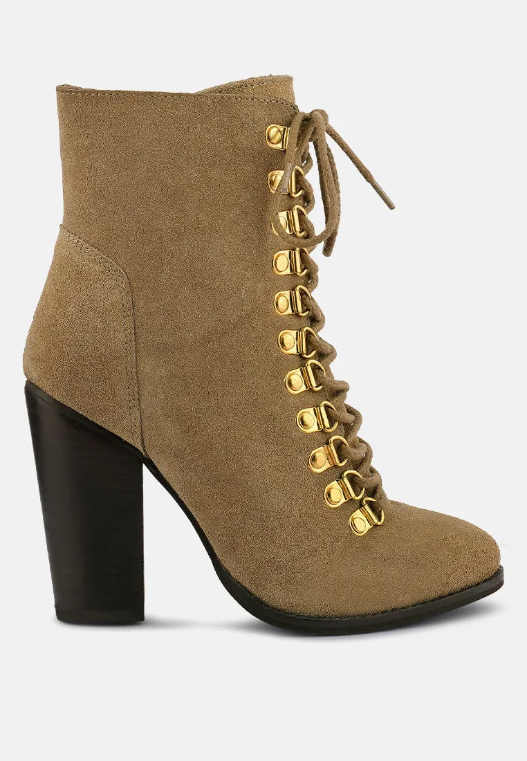 Goose-Feather Antique High Heeled Ankle Boot By Ruw
