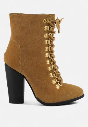 Goose-Feather Antique High Heeled Ankle Boot By Ruw