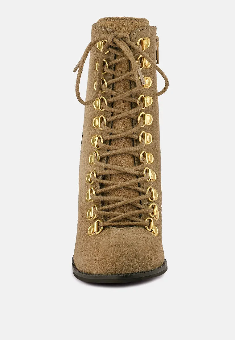 Goose-Feather Antique High Heeled Ankle Boot By Ruw