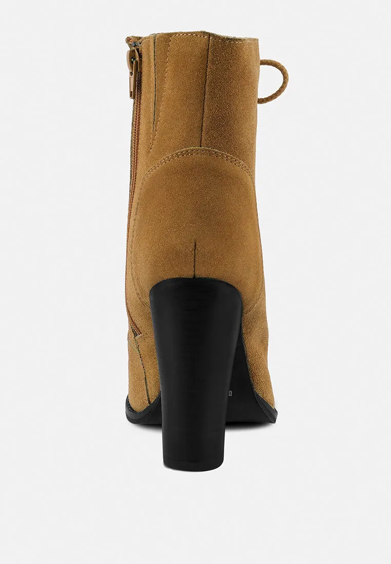 Goose-Feather Antique High Heeled Ankle Boot By Ruw