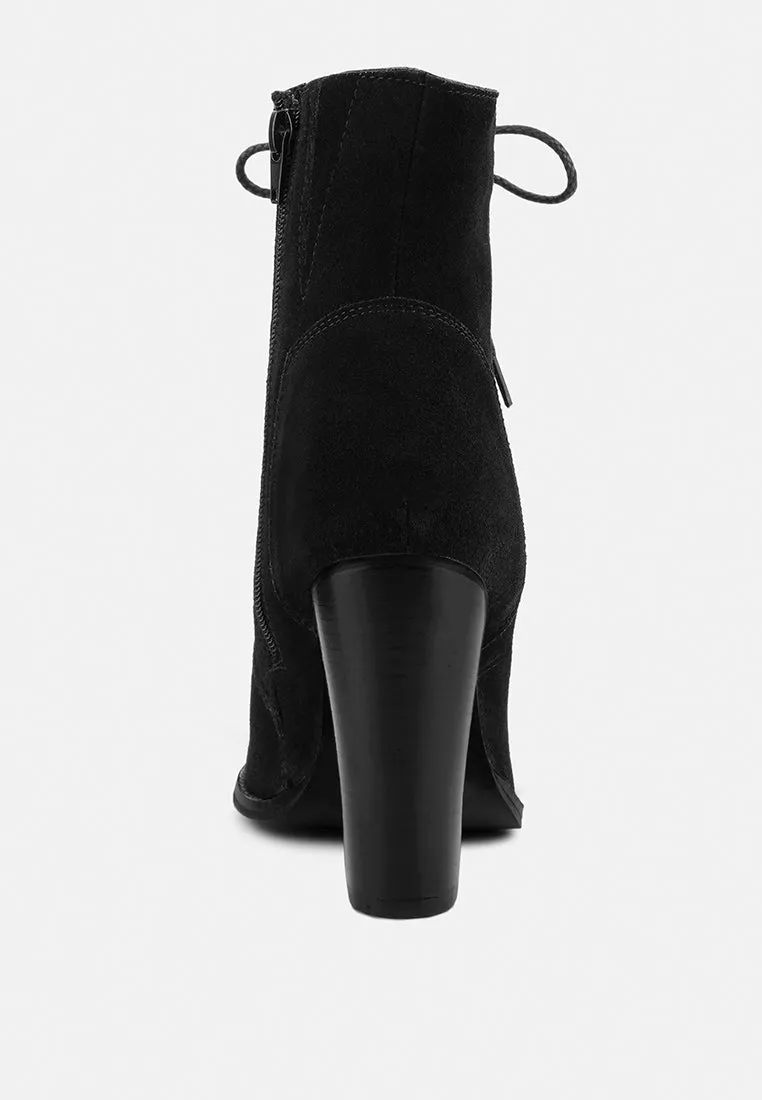 Goose-Feather Antique High Heeled Ankle Boot By Ruw