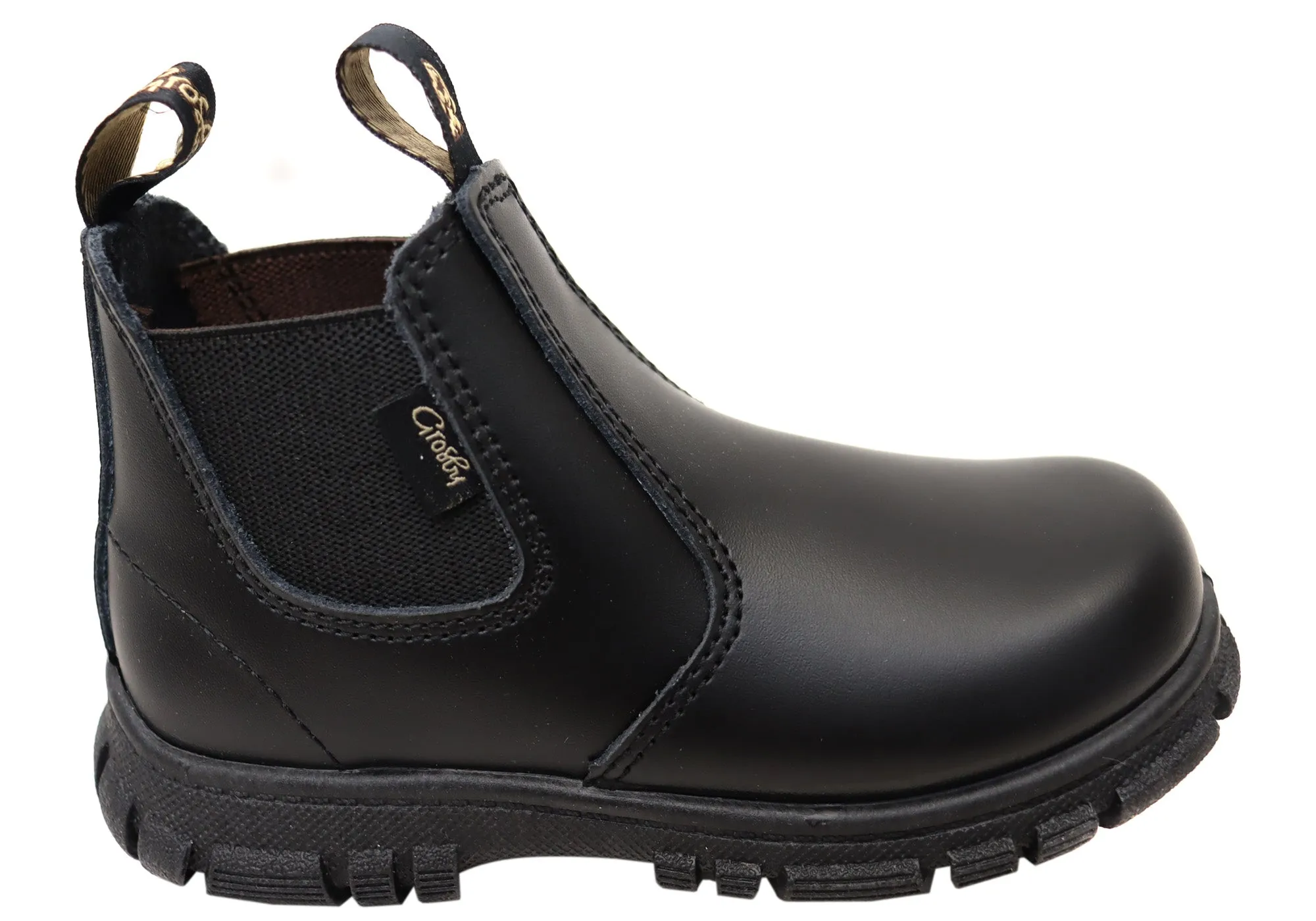 Grosby Ranch Junior Kids/Youths Pull On Leather Boots