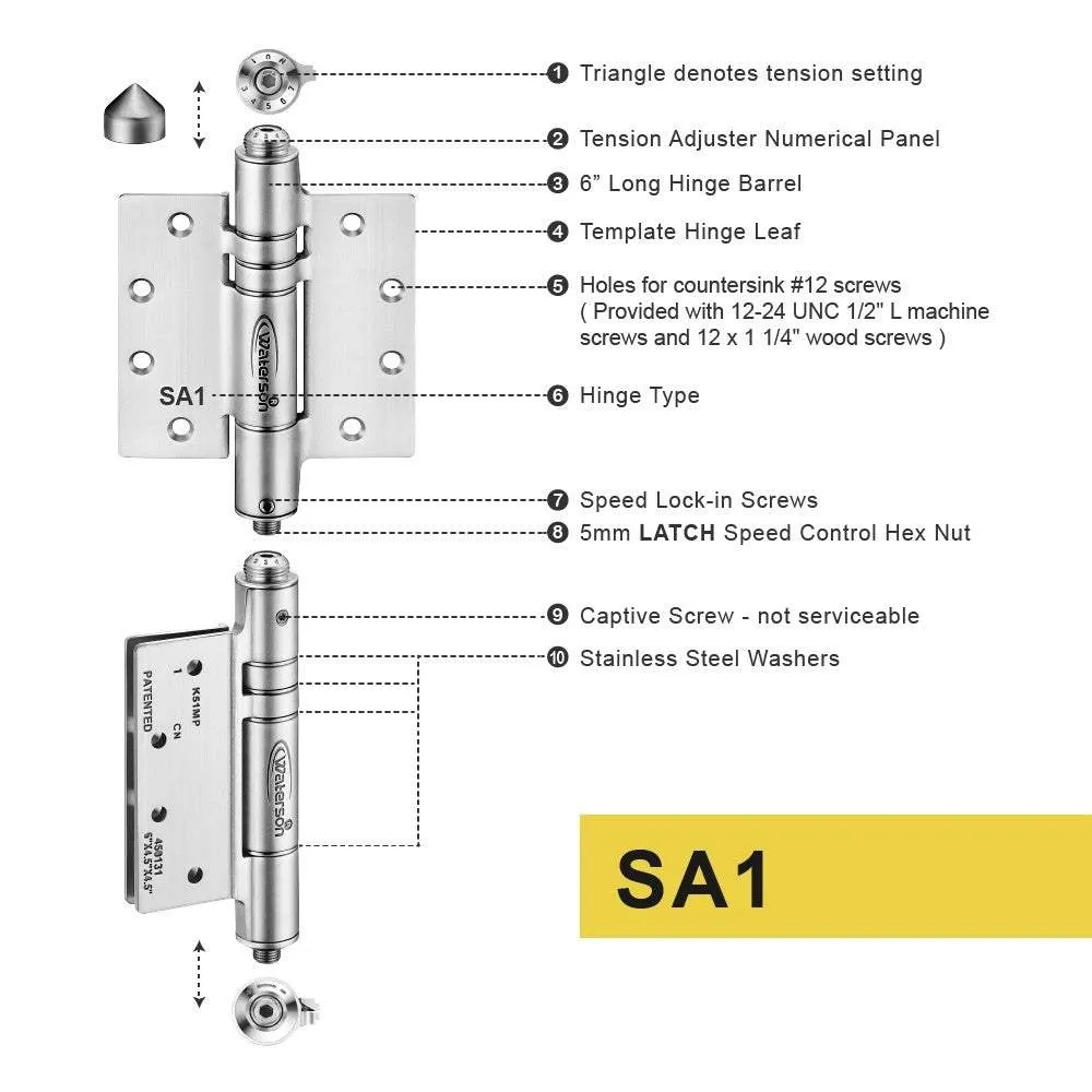 Heavy Duty Adjustable Gate Hinges | 7ft | SS304 | K51MP-B3 | 3 Pack