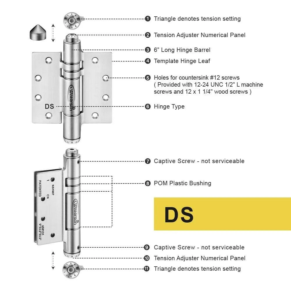 Heavy Duty Adjustable Gate Hinges | 7ft | SS304 | K51MP-B3 | 3 Pack
