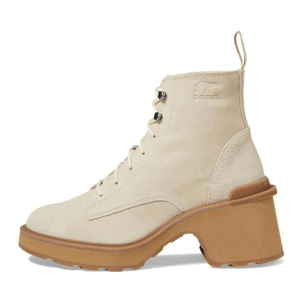 Hi Line Chalk Leather Lace Up Heeled Boots