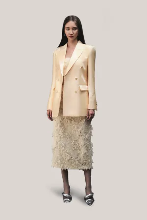 HOBB • Farley Straight Feather Taffeta Midi Skirt