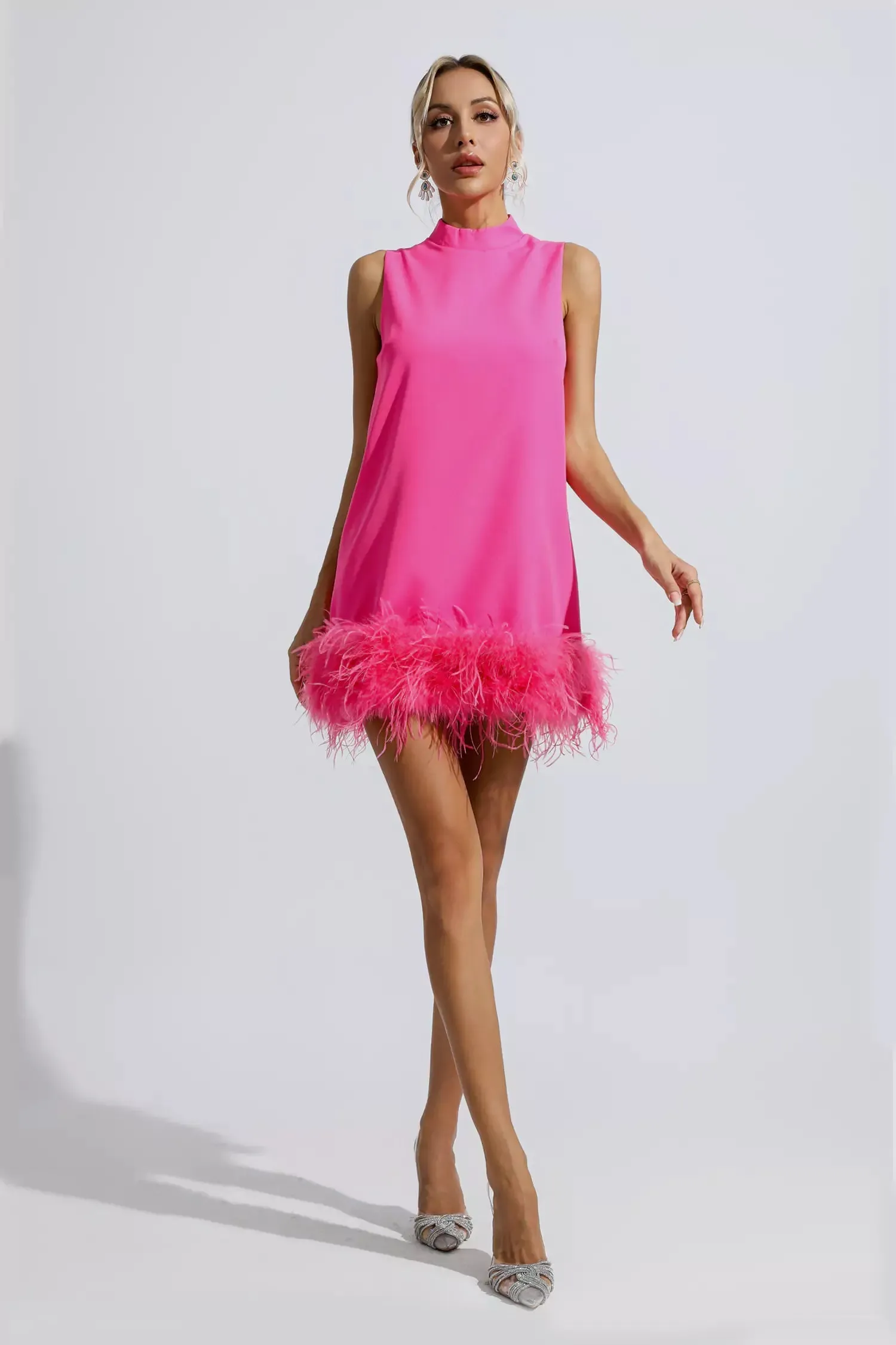 Hope Pink Feather Mini Dress