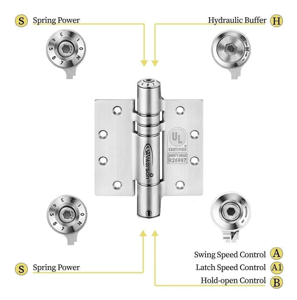 Hydraulic Door Hinges | Interior Half Door | SS304 | K51M-450-B2 | 2 Pack
